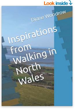 Front cover of my book of poems Inspirations from Walking in North Wales. Photograph from above Aber Falls taken by myself, Diane Woodrow